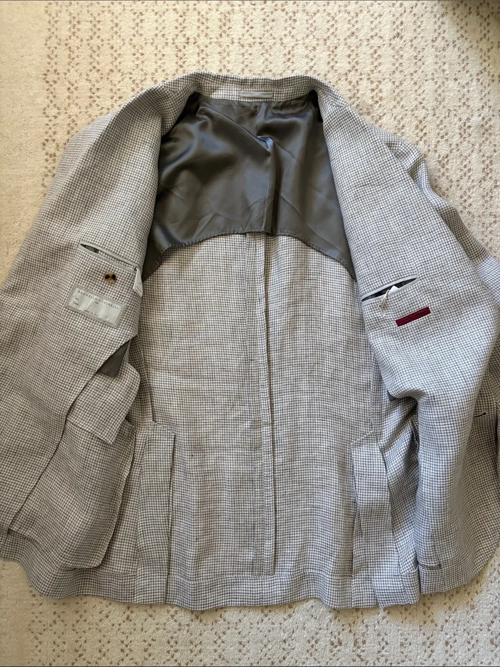NWT Brunello Cucinelli Linen Delave PDP Cavallo Blazer Jacket 52 IT/42 US Gray
